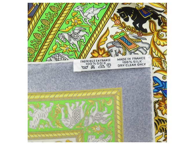 Silk In Foulard in seta Hermès Carre 90 CHASSE EN INDE Verde - vista 4