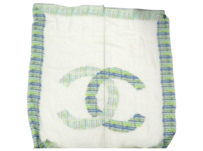 Chanel Chal Grande Coco Mark Blanco Azul Verde - vista 4