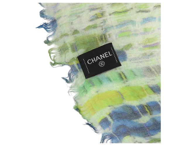 Chanel Chal Grande Coco Mark Blanco Azul Verde - vista 7