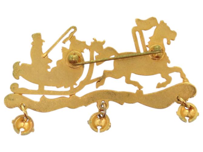 Broche Cloisonné Reno Navideño Hermès Roja Dorado - vista 2