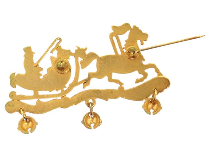 Broche Cloisonné Reno Navideño Hermès Roja Dorado - vista 3