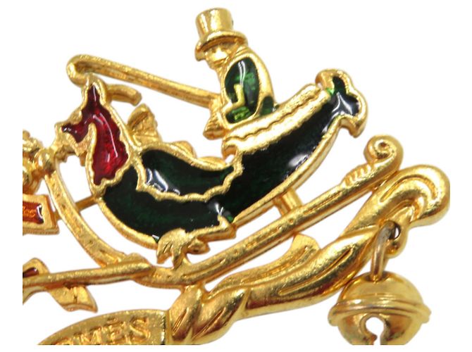Broche Cloisonné Reno Navideño Hermès Roja Dorado - vista 5