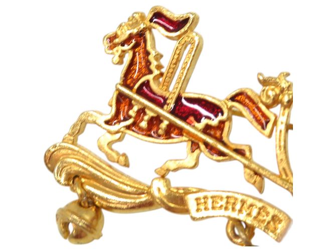 Broche Cloisonné Reno Navideño Hermès Roja Dorado - vista 6
