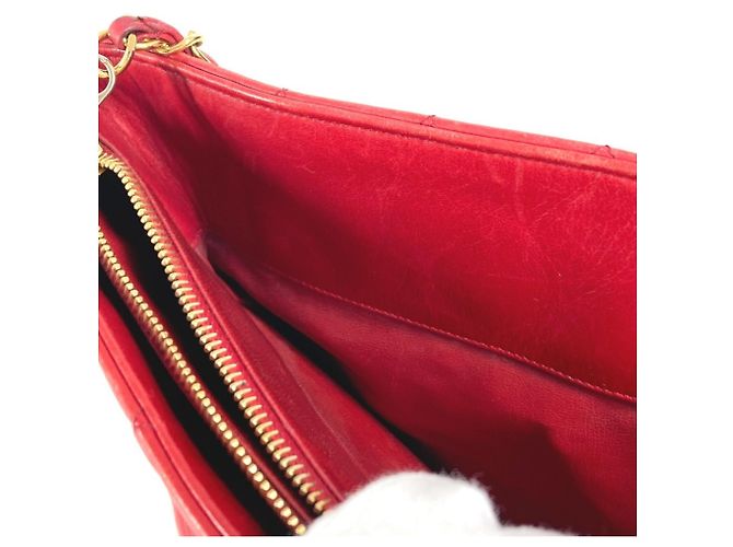 Sac cabas matelassé vintage Chanel Rouge - vue 10