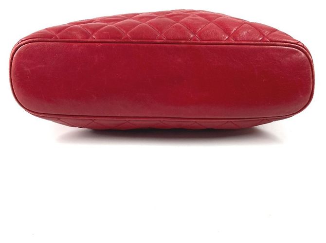 Sac cabas matelassé vintage Chanel Rouge - vue 15