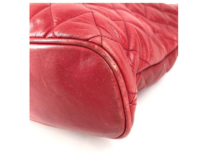 Sac cabas matelassé vintage Chanel Rouge - vue 16