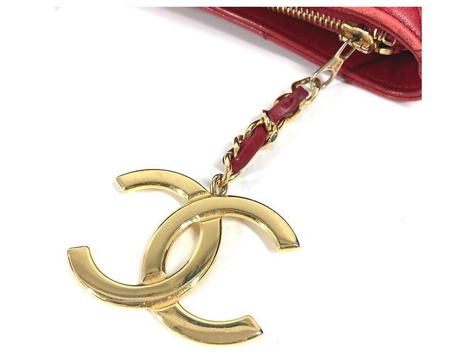 Sac cabas matelassé vintage Chanel Rouge - vue 2