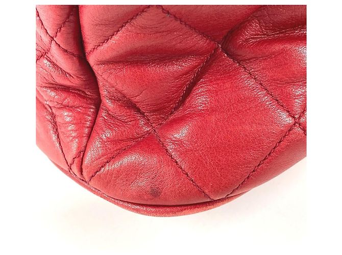 Sac cabas matelassé vintage Chanel Rouge - vue 5