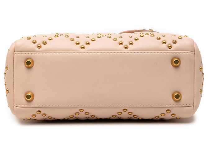 Dior Mini Lady Dior in agnello marrone morbido con borchie Cannage Carne - vista 3