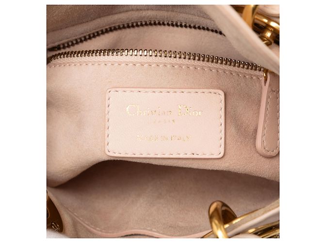 Dior Mini Lady Dior in agnello marrone morbido con borchie Cannage Carne - vista 5