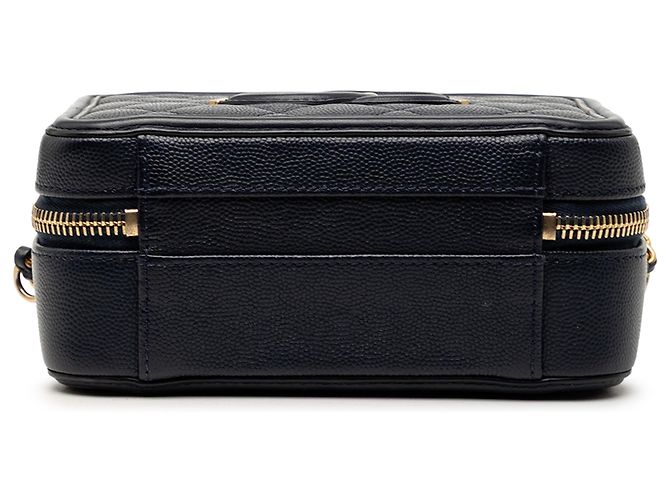 Chanel Blu Piccolo Astuccio Vanity Caviar CC Filigrana Blu navy - vista 3