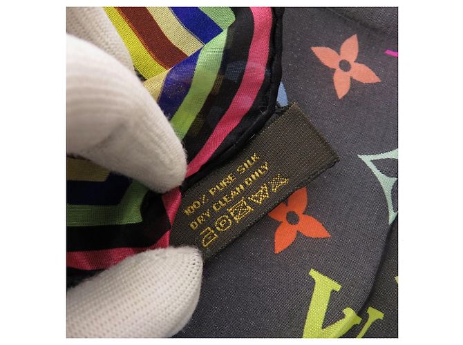 Fazzoletto in seta multicolore Monogram Takashi Murakami nero Louis Vuitton - vista 3