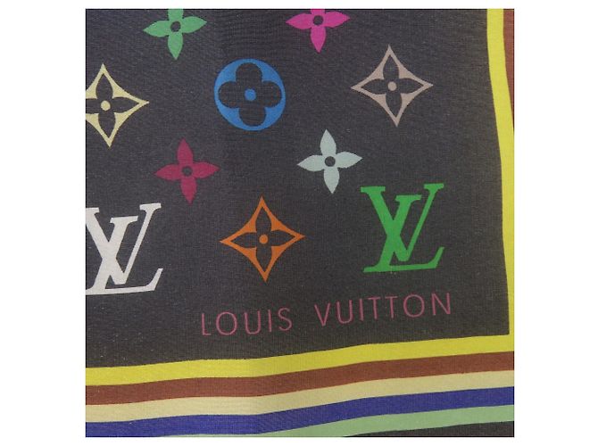 Fazzoletto in seta multicolore Monogram Takashi Murakami nero Louis Vuitton - vista 6