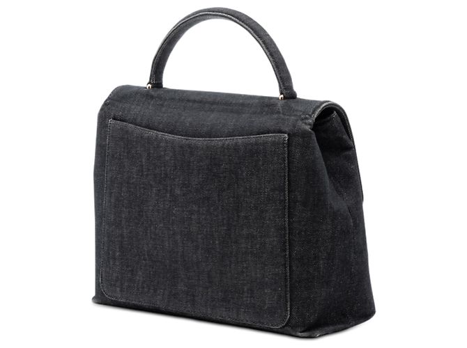 Borsa Chanel Kelly in denim nero con CC - vista 2