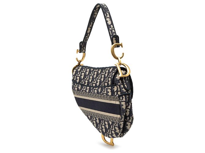 Saddle Dior Blue Oblique Bestickte Canvas-Satteltasche Blau - Ansicht 2