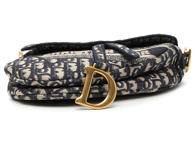 Saddle Dior Blue Oblique Bestickte Canvas-Satteltasche Blau - Ansicht 3