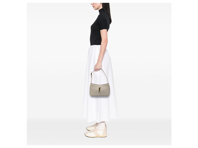 Saint Laurent Borsa Le 5 a 7 in pelle di vitello liscia grigia Marrone Grigio - vista 8