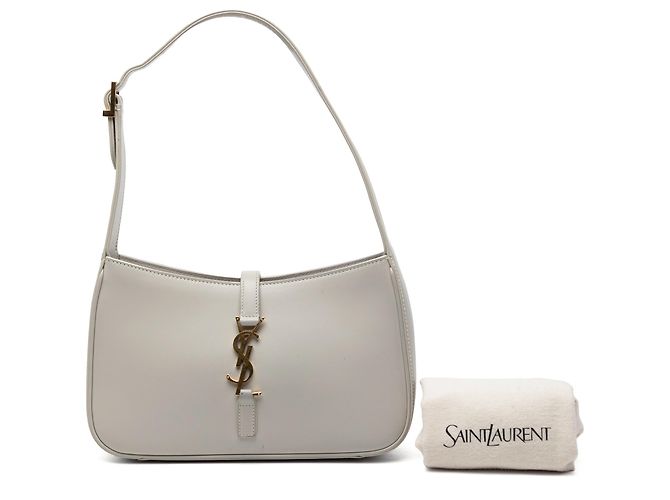Saint Laurent Borsa Le 5 a 7 in pelle di vitello liscia grigia Marrone Grigio - vista 9