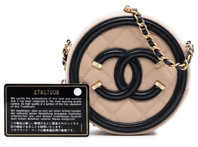 Chanel Caviar Beige CC Filigree Borsa a Spalla Rotonda - vista 8