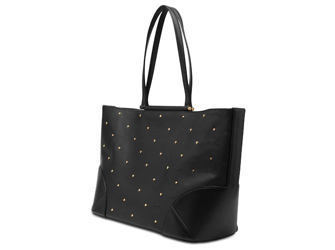 MCM Tote Claudia Studded in Nylon Visetos Nero - vista 2