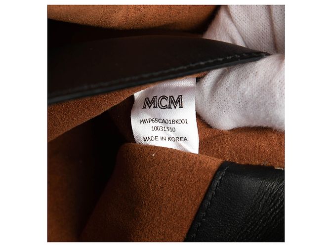 MCM Tote Claudia Studded in Nylon Visetos Nero - vista 6