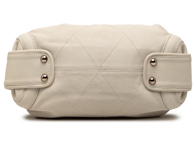 Borsa da bowling Chanel in pelle di vitello bianca con logo CC e cucitura selvaggia Bianco Crudo - vista 3