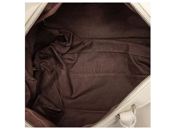 Borsa da bowling Chanel in pelle di vitello bianca con logo CC e cucitura selvaggia Bianco Crudo - vista 4
