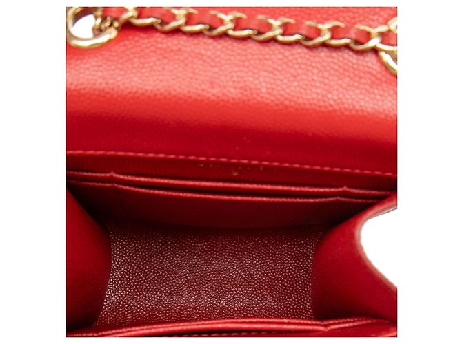 Supporto per telefono in caviar trapuntato rosso Chanel con finitura dorata - vista 4