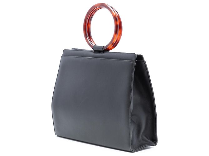 Chanel schwarze CC Handtasche aus Kalbsleder mit Schildpattmuster - Ansicht 2