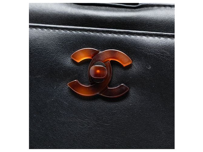 Chanel schwarze CC Handtasche aus Kalbsleder mit Schildpattmuster - Ansicht 5