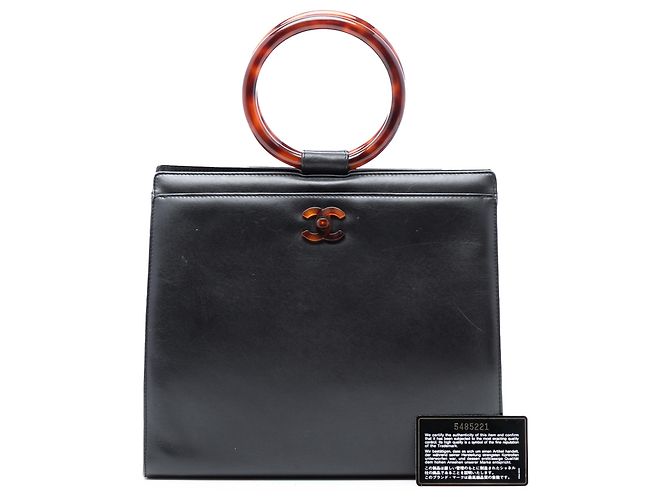 Chanel schwarze CC Handtasche aus Kalbsleder mit Schildpattmuster - Ansicht 8