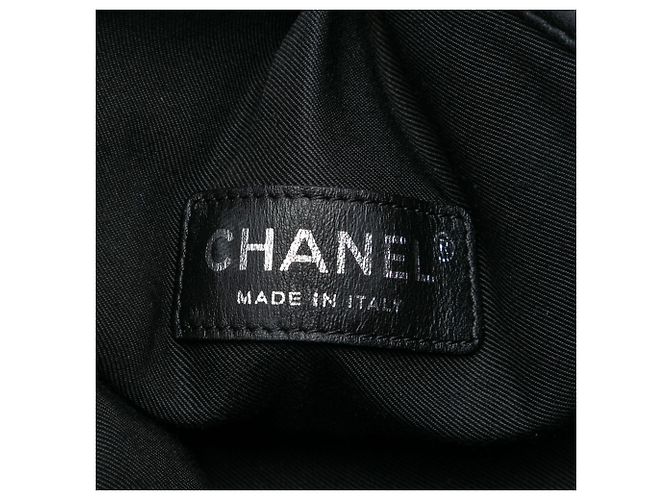Tote de lona rayada negra CC de Chanel Negro - vista 5