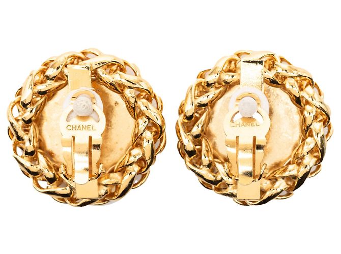Clip-On Ohrringe mit Weizenmedaille vergoldet CC Gold Chanel - Ansicht 2