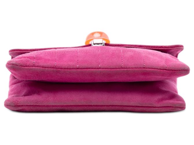 Chanel Rosa CC Choco Bar Camoscio Catena di Perle Flap - vista 3