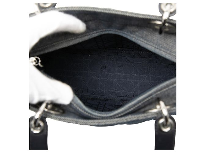 Dior Blu Medio Denim Cannage Lady Dior - vista 4