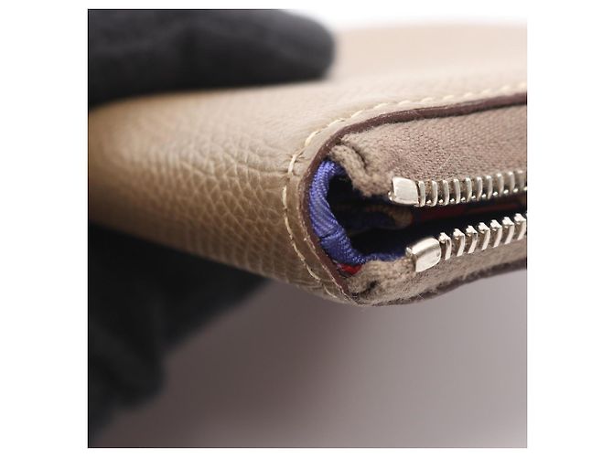Billetera redonda compacta de seda Azap de Hermès Castaño Gris pardo - vista 7