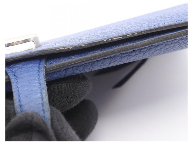 Billetera bi-fold larga Dogon de Hermès Azul - vista 8