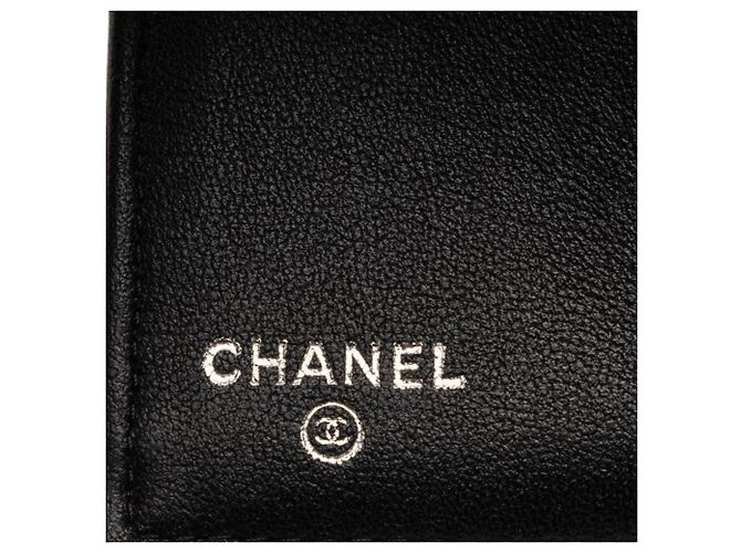 Chanel Matelassé schwarzes Lammleder Tri-Fold Geldbörse - Ansicht 6