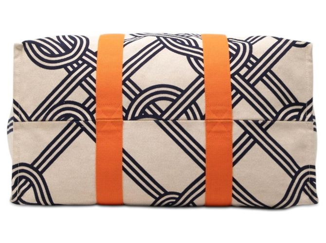Borsa Tote Nou Marin di Hermès Beige Arancione Blu navy - vista 3
