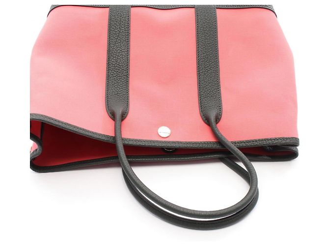 Borsa Tote TPM Garden Party Hermès Rosa Verde Verde scuro - vista 6