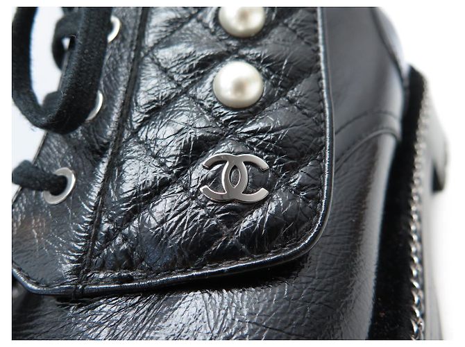 NUEVAS BOTAS DE COMBATE CHANEL G33185 39 EN CUERO QUILTED Negro - vista 9