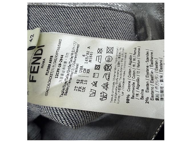 Fendi Cropped-Jeansjacke aus metallisch silberner Baumwolle - Ansicht 5