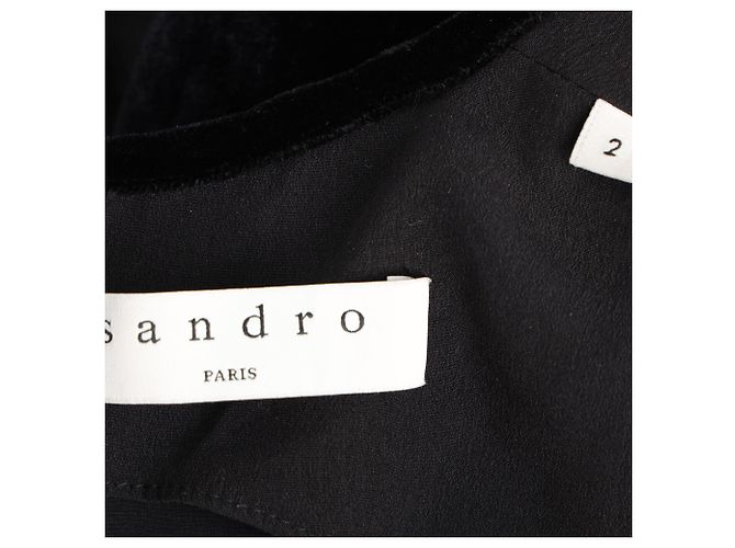 Sandro V-Ausschnitt Samt-Jumpsuit aus schwarzer Viskose - Ansicht 6