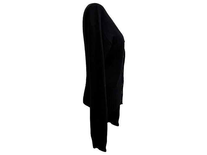Prada Strickjacke mit Rundhalsausschnitt aus schwarzer Wolle - Ansicht 2