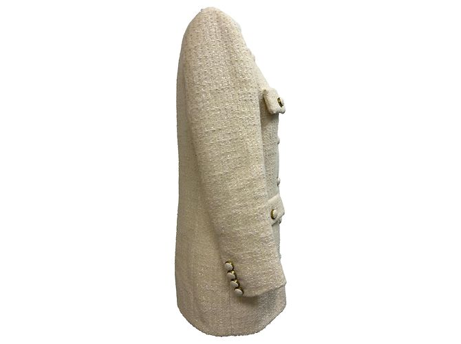Blazer de tweed de algodón crema de Saint Laurent Blanco Crudo - vista 2