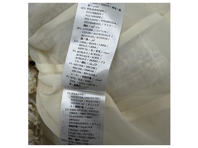 Blazer de tweed com barra desfiada em poliamida creme Alexander McQueen - vista 5