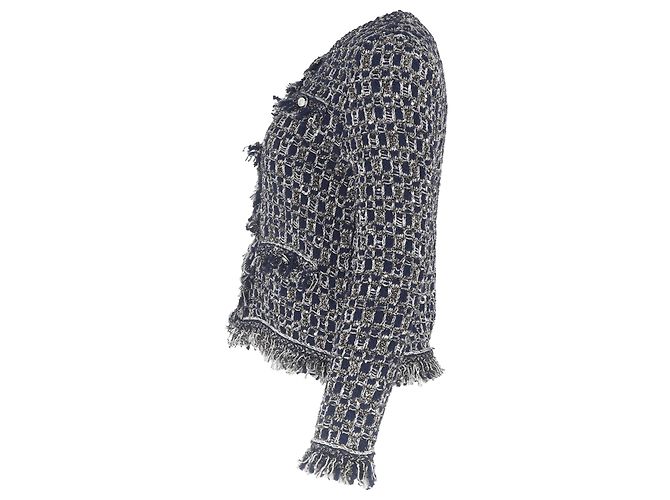 Cardigan in tweed di maglia Lurex Mimir di Maje in cotone blu navy - vista 2