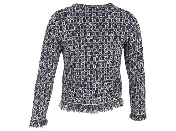 Cardigan in tweed di maglia Lurex Mimir di Maje in cotone blu navy - vista 3