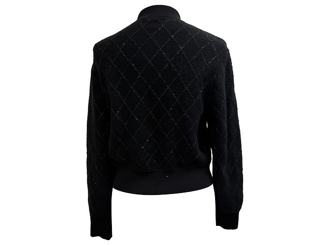 Suéter Cardigan Sandro Cabaret em lã preta Preto - vista 3