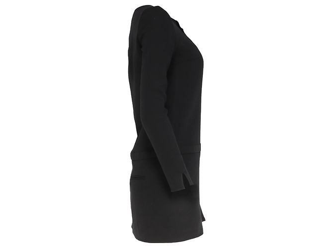 Abito Mini Asimmetrico a Maniche Lunghe in Lana Nera Ba&Sh Nero - vista 3